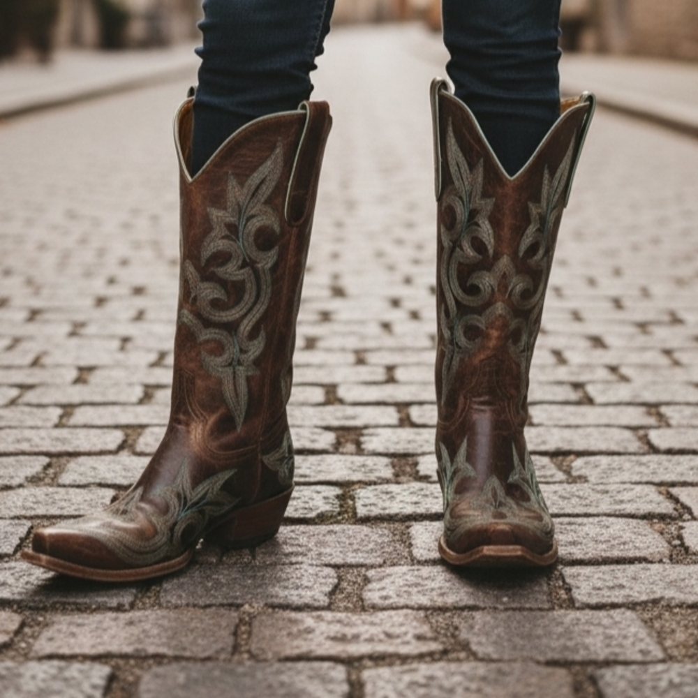 Old Gringo Brown and Turquoise Cowboy Boots